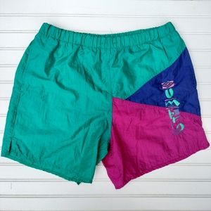 Vintage 90s Umbro Sand Soccer Beach Surf Colorblock Shorts